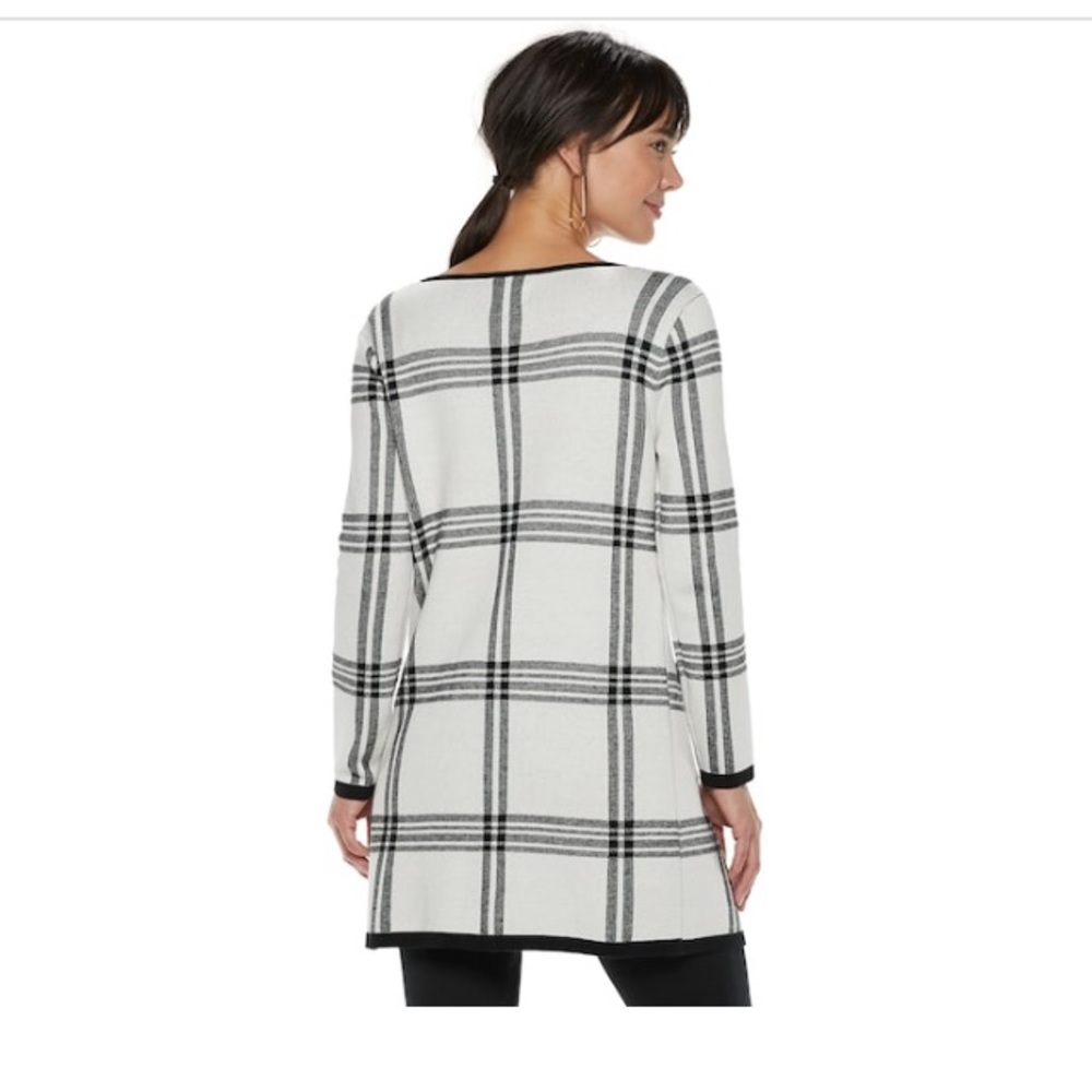COPY - Elle open front long cardigan grid/plaid XL